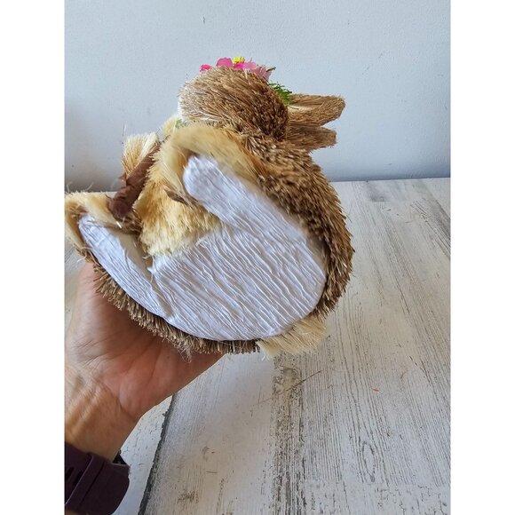 Vintage Pier sisal bottle brush rabbit bunny Easter spring cane flowers bouquet - Picture 8 of 9